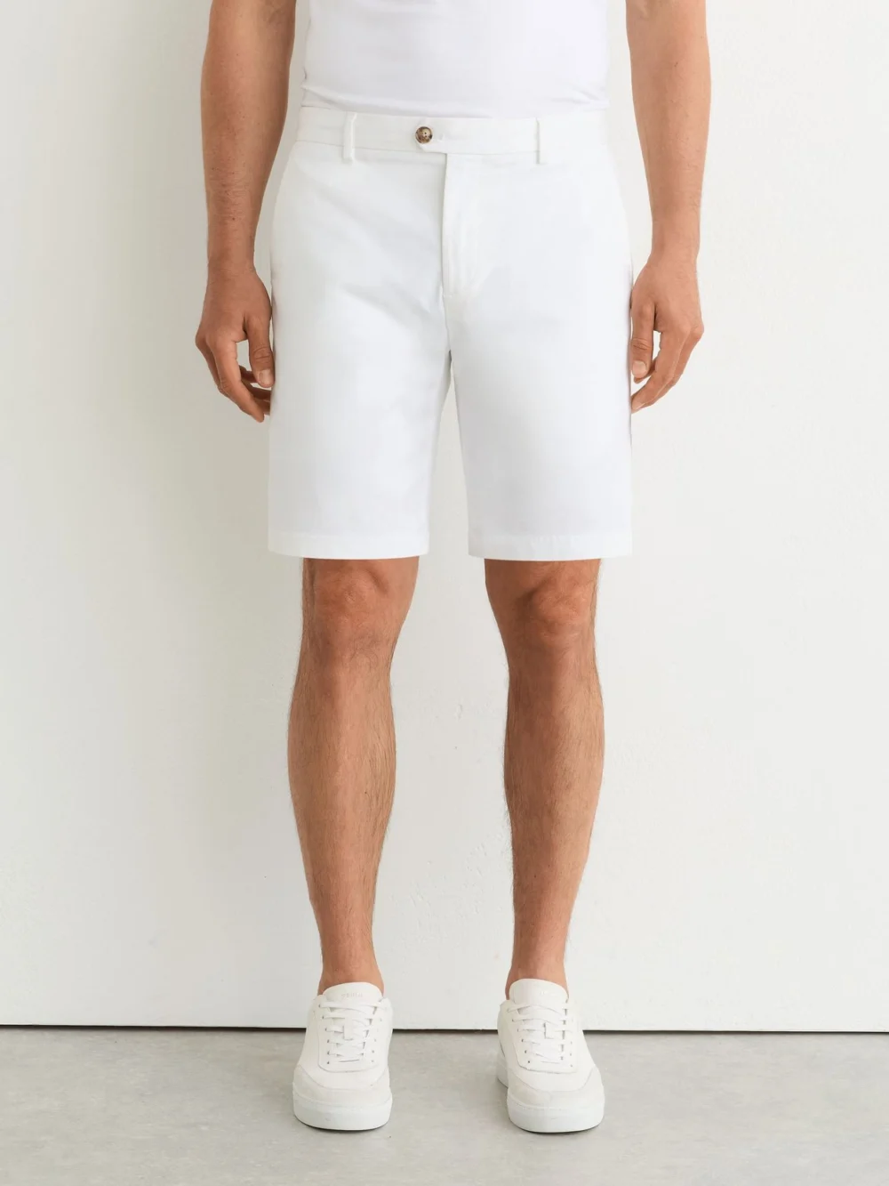 Reiss White Wickethort Length Cotton Chinohorts Withtretch, view 5
