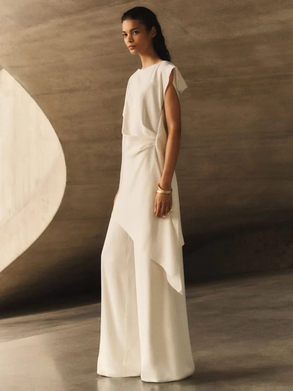 Reiss White Wide-leg Suit Trousers
