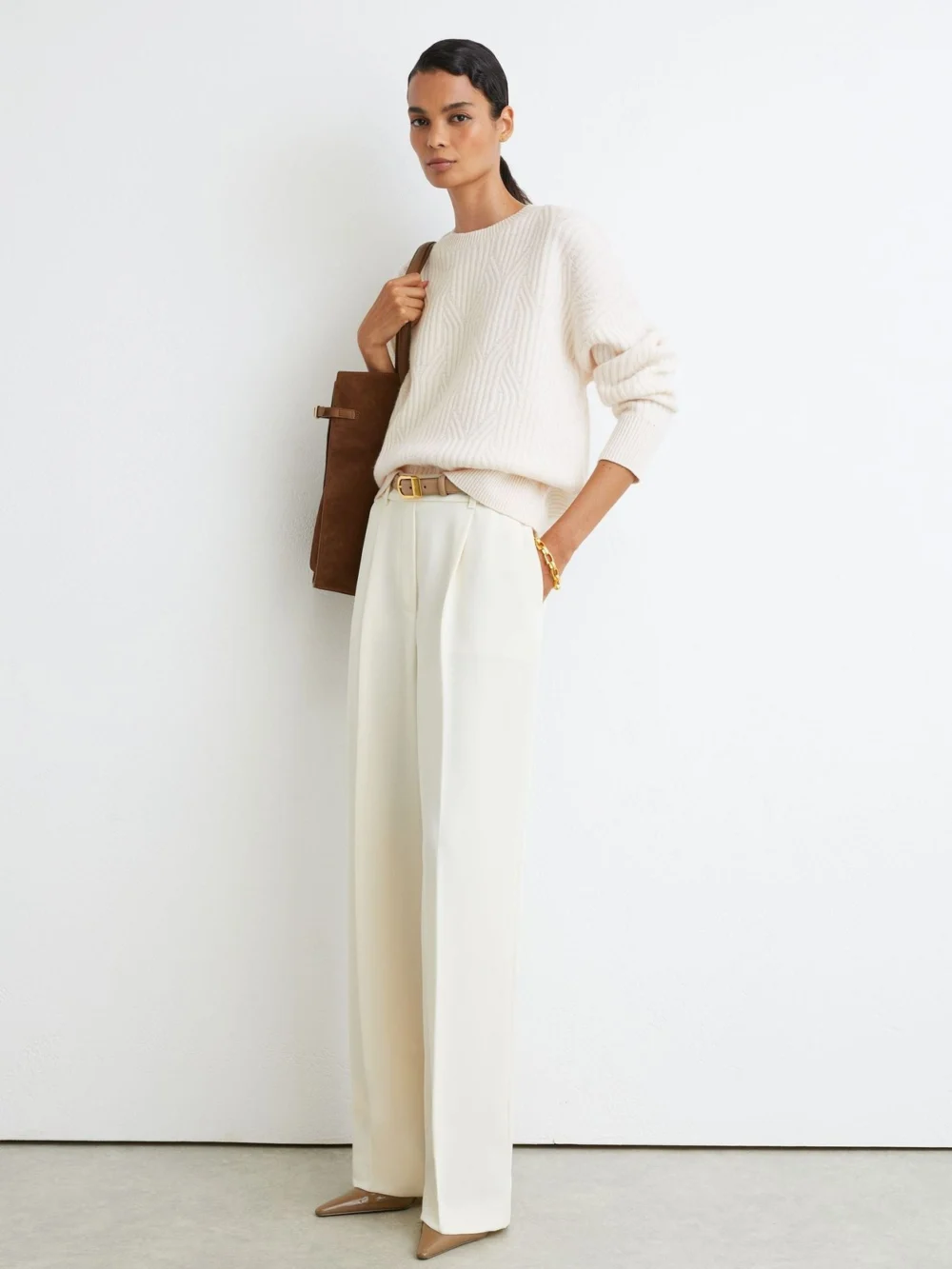 Reiss Wool-cashmere Jacquard-knit Jumper, view 4