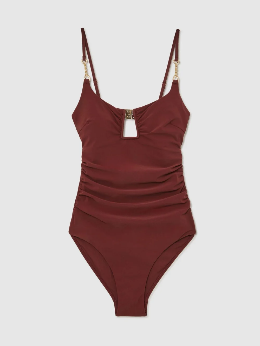 Reiss Wrenna Rhubarb Red Cut-out Detail Ruched Swimsuit, 4, view 2