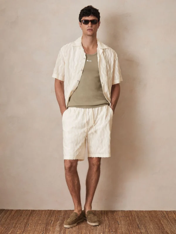 Reiss x Ché Off White | Fringed-wave Shorts
