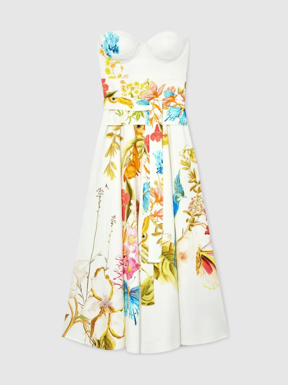 Reiss X NYBG Anisa Printed Bustier Midi Dress, 12, view 2