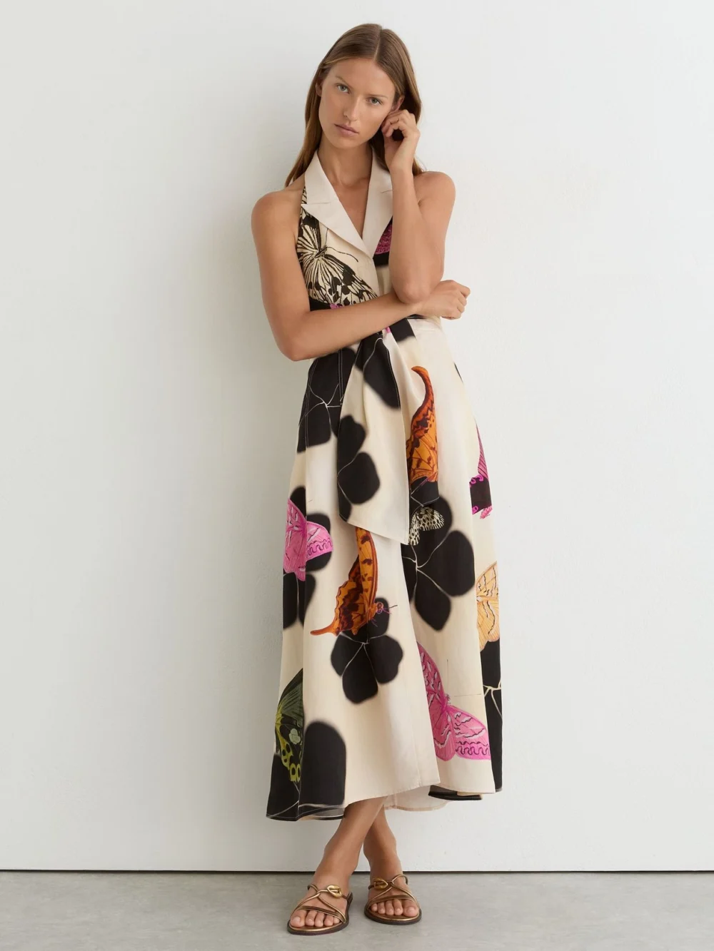 Reiss X NYBG Butterfly-print Midi Dress, view 3