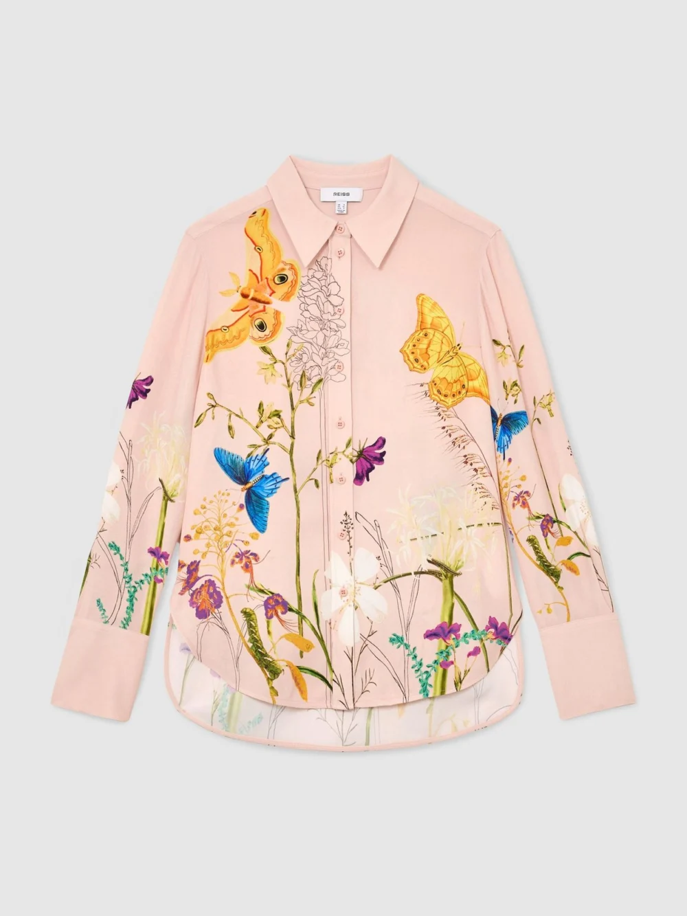 Reiss X NYBG Pale Pink Floral Butterfly-print Shirt, view 2