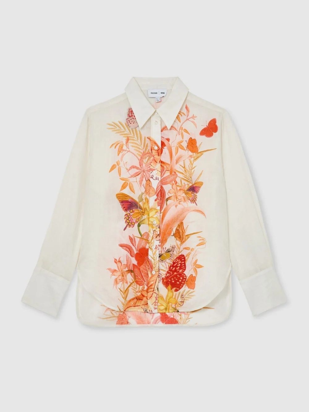 Reiss X NYBG Ramie Butterfly-print Shirt, view 2