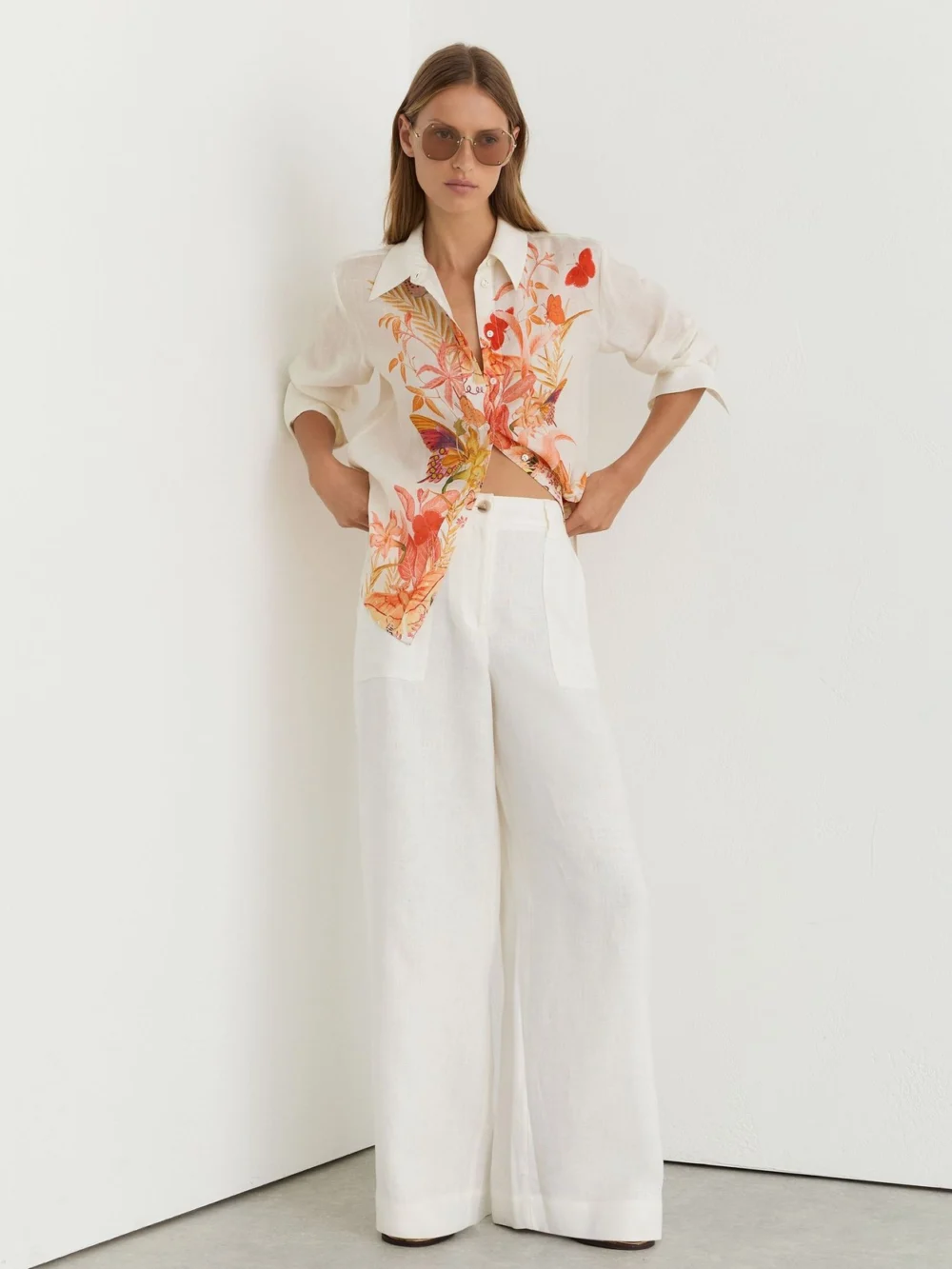 Reiss X NYBG Ramie Butterfly-print Shirt, view 3