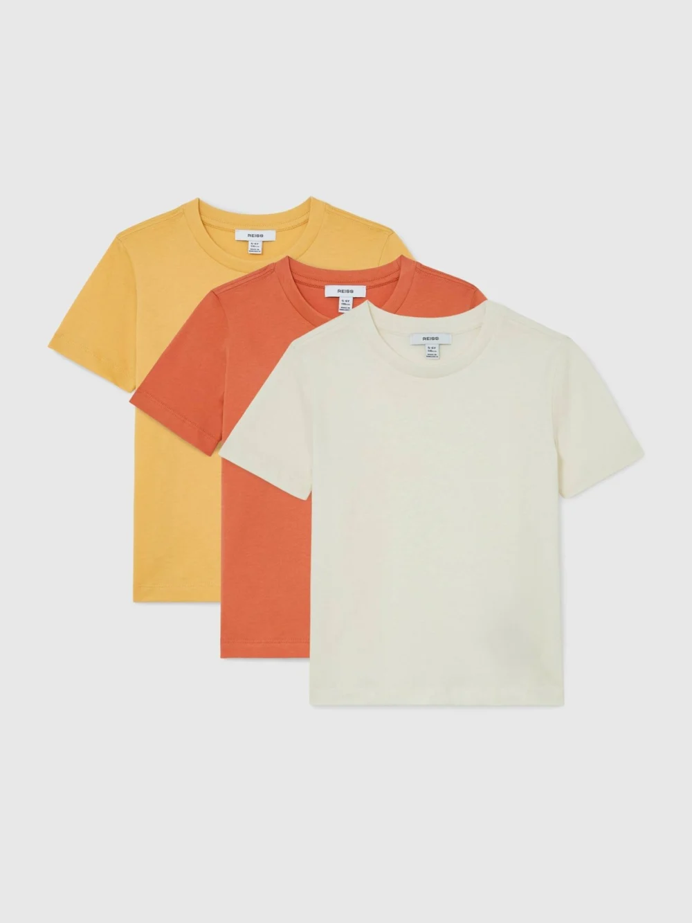 Reiss Yellow & Orange & Off White Bless Pack 13-14 yrs Cotton Crew-neck T-shirts,, view 3