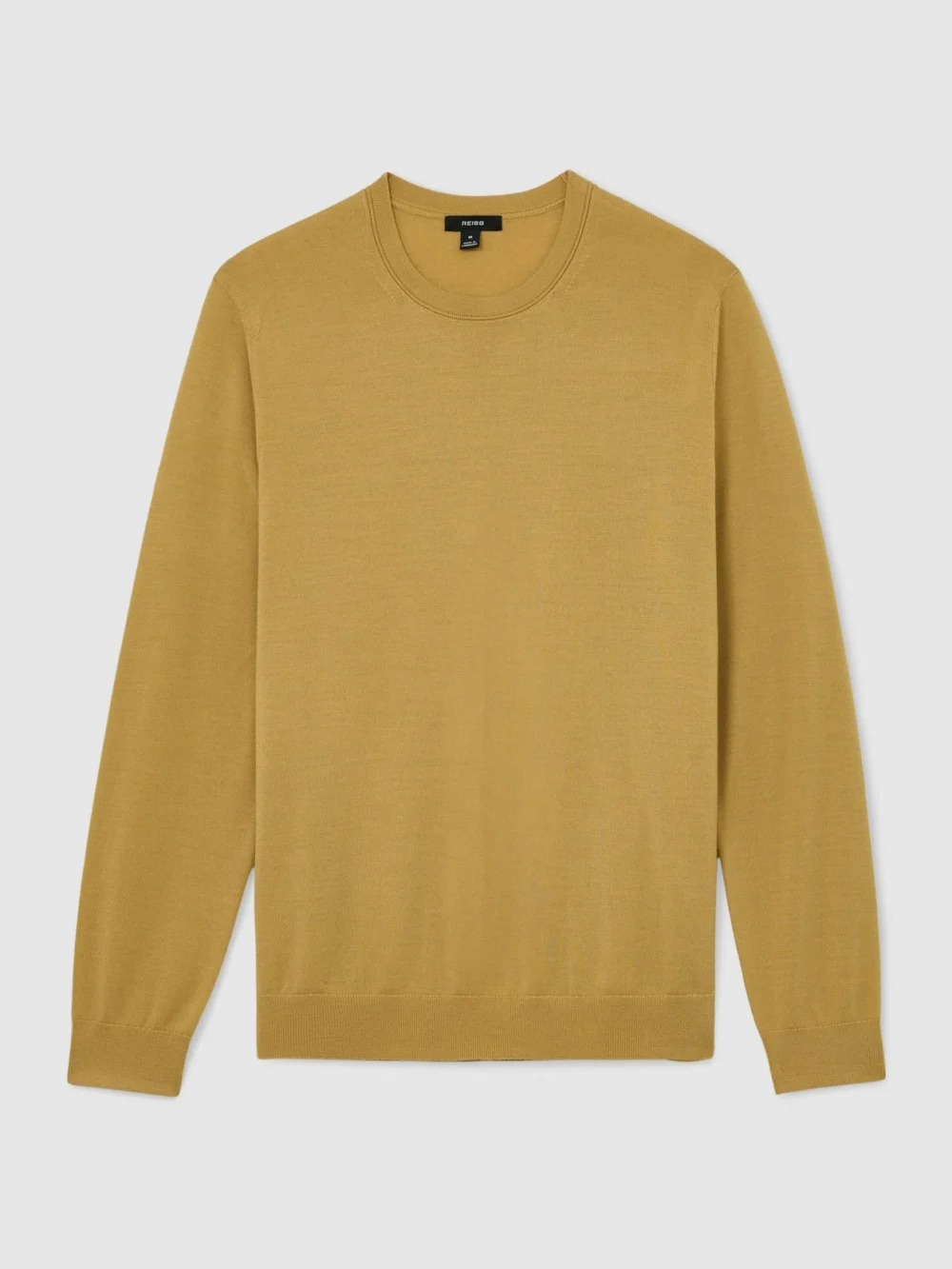 Reiss Yellow Merino Wool Crew-neck Jumper, view 2