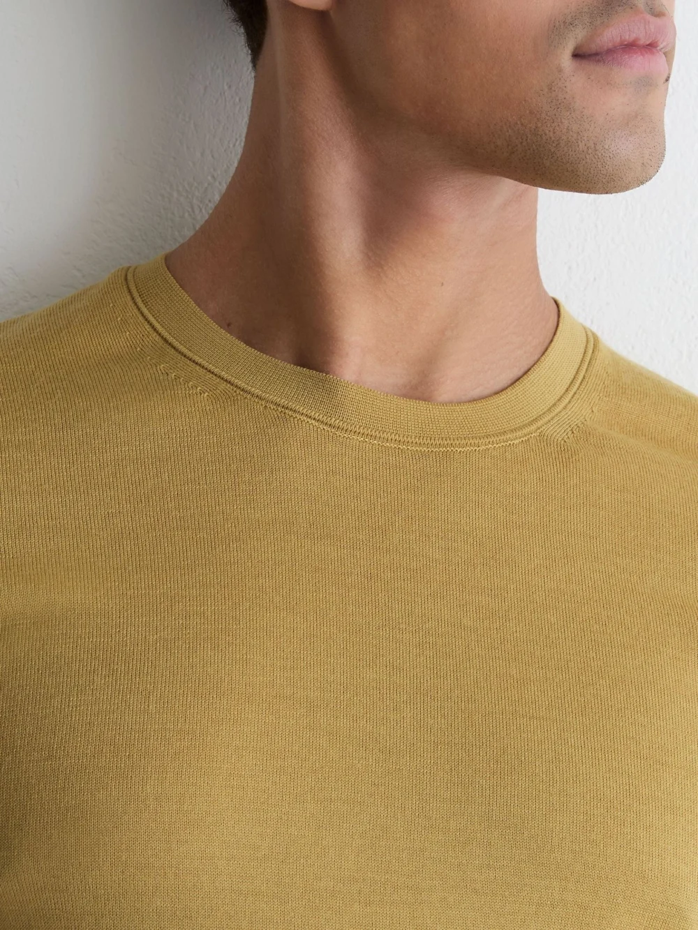 Reiss Yellow Merino Wool Crew-neck Jumper, view 3