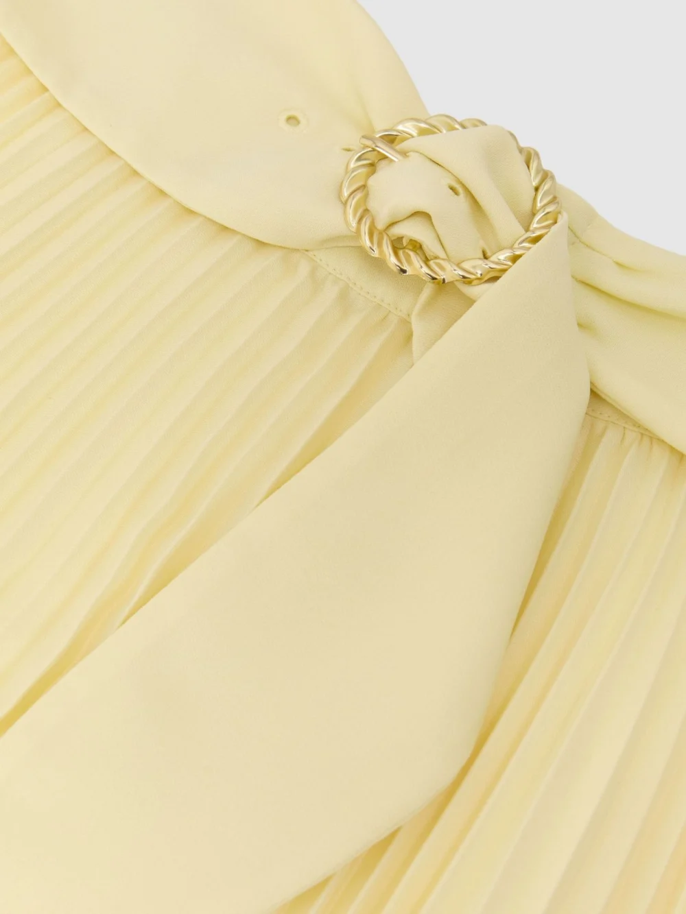 Reiss Yellow Pleated Belted Midi Skirt, view 2