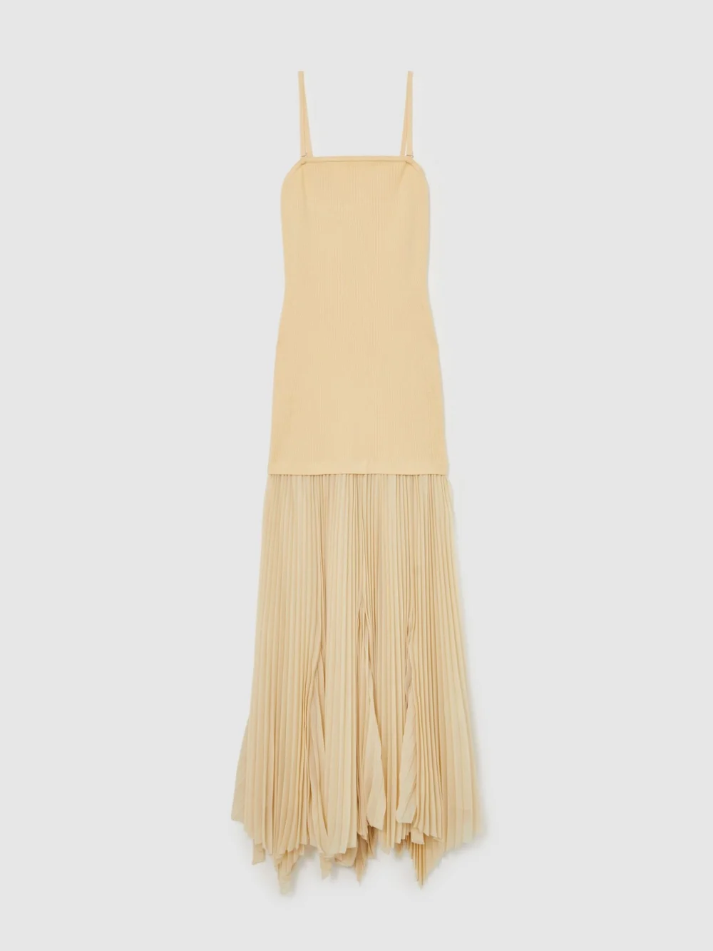 Reiss Yellow Ribbed Midi Dress, view 2