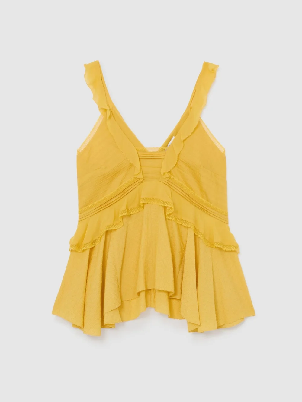 Reiss Yellow Ruffle Babydoll Cami Top, view 2