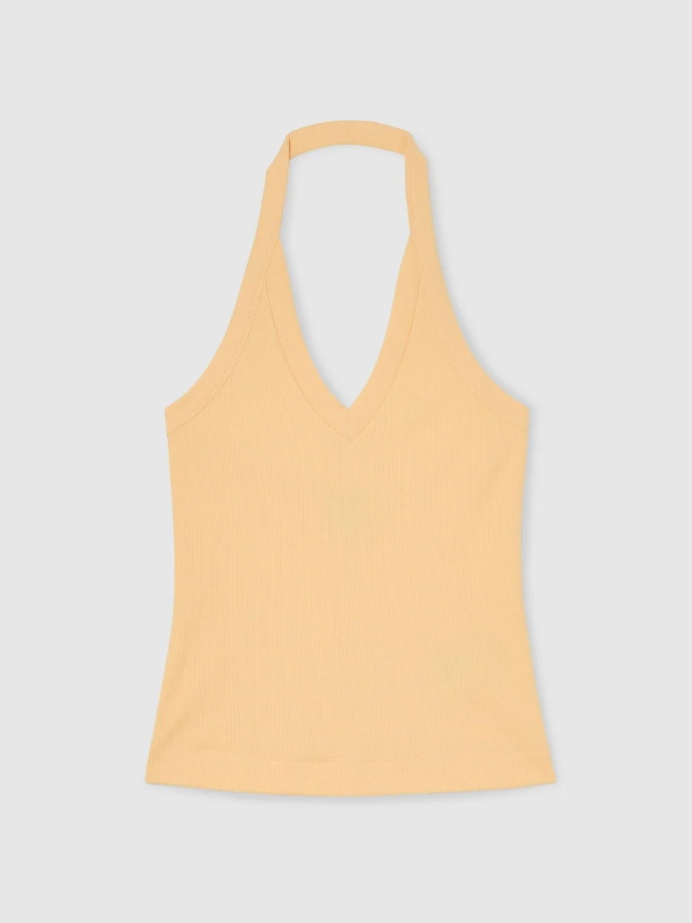 Reiss Yellow Stretch-cotton Ribbed Halterneck Vest, view 2