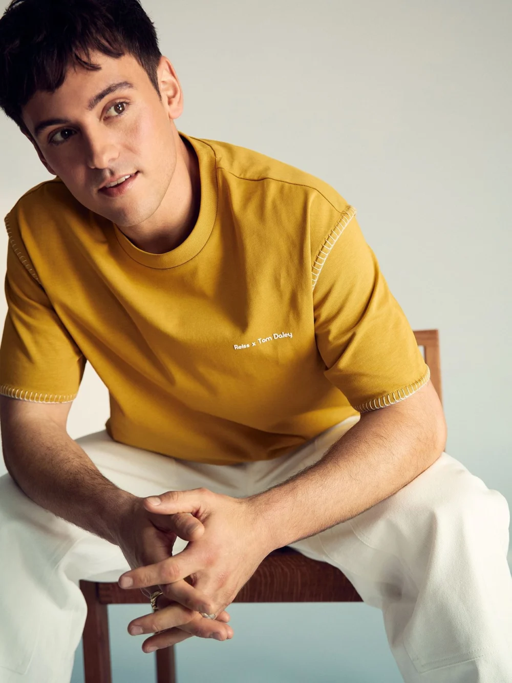 Reiss Yellow | Tom Daley Graphic-print T-shirt, view 3