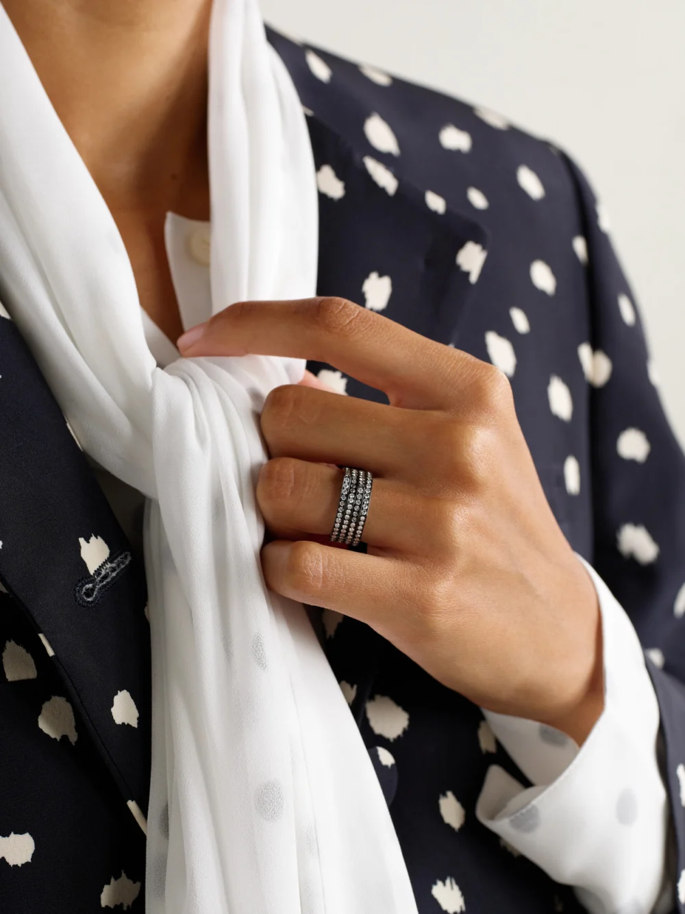 Repossi Antifer 14-karat Blackened Gold Diamond Ring, styled view