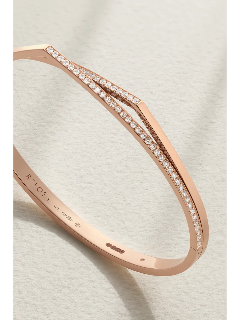Close-up detail of the Repossi Antifer 18-karat Rose Gold Diamond Bracelet