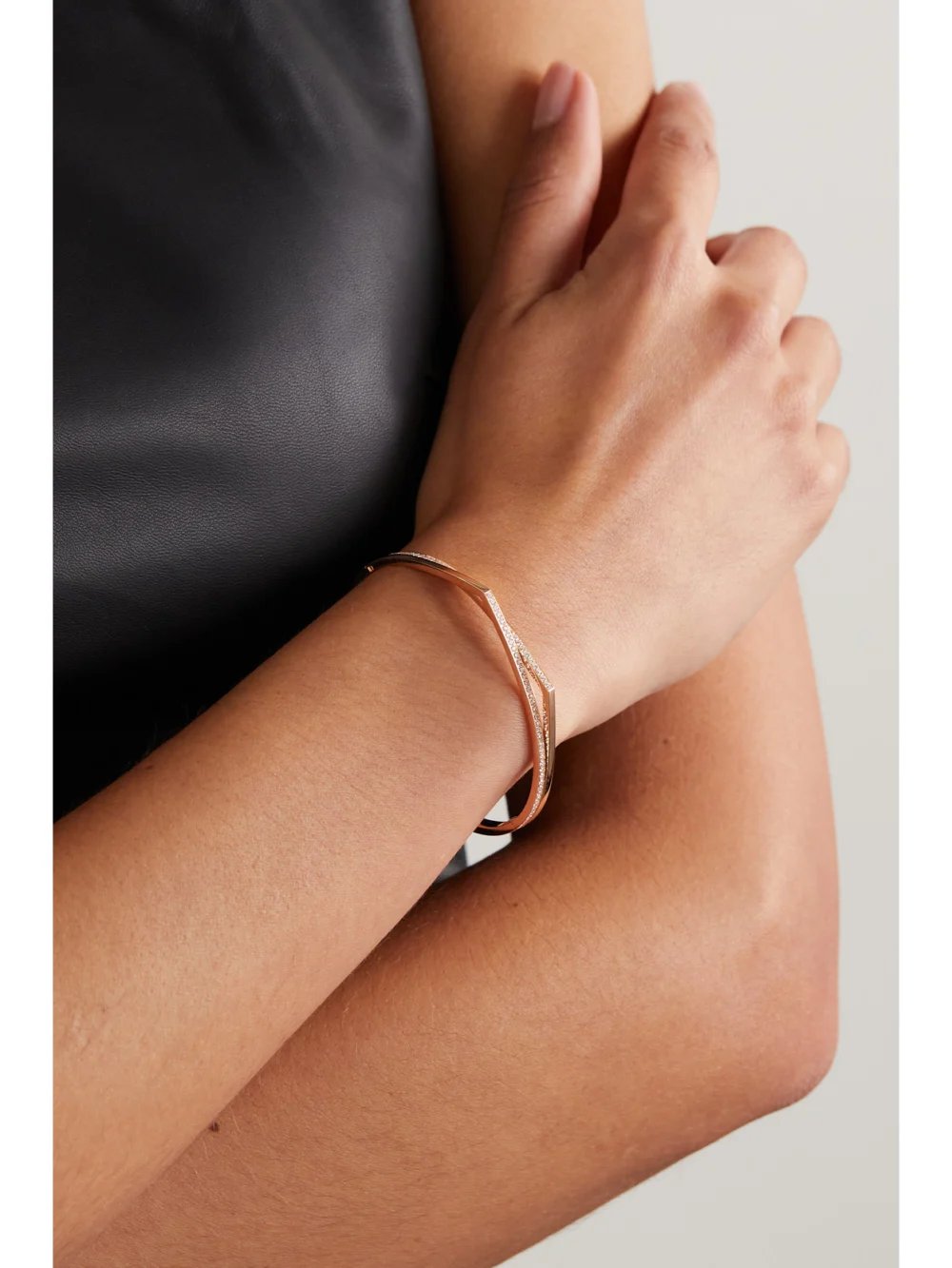 Repossi Antifer 18-karat Rose Gold Diamond Bracelet, styled view