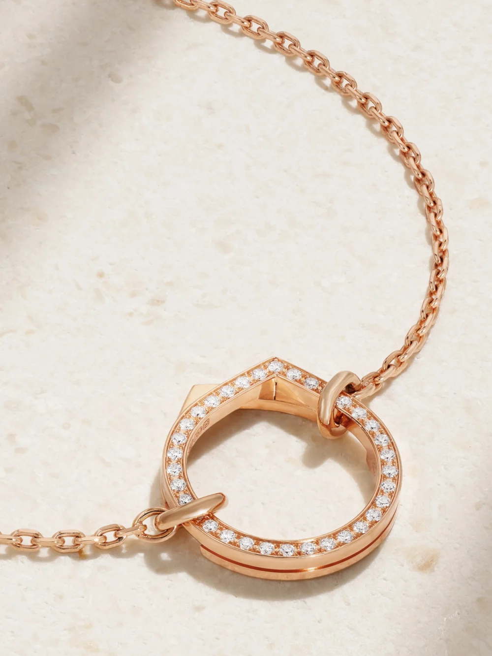 Close-up detail of the Repossi Antifer 18-karat Rose Gold Diamond Bracelet