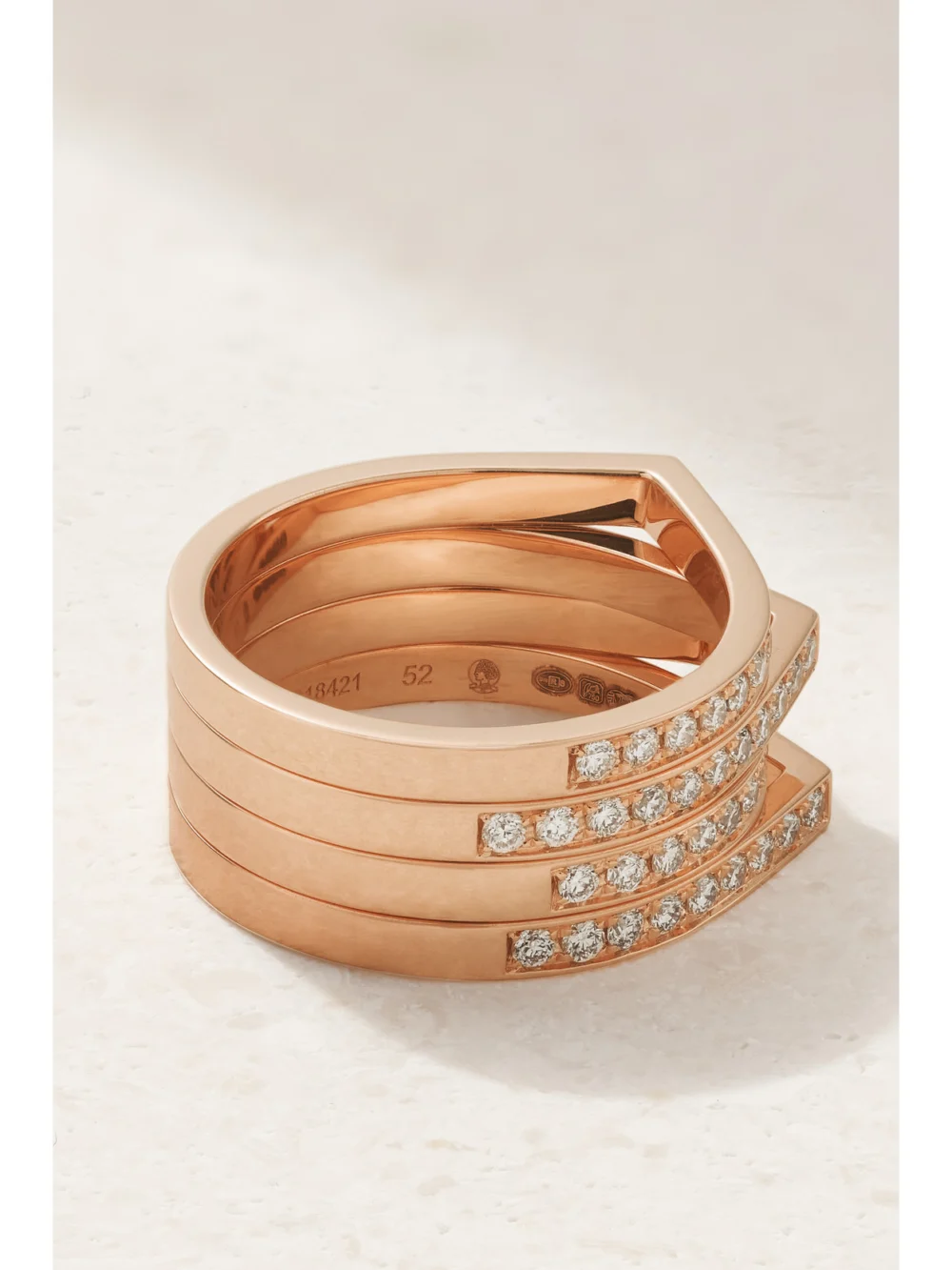 Back view of the Repossi Antifer 18-karat Rose Gold Diamond Ring