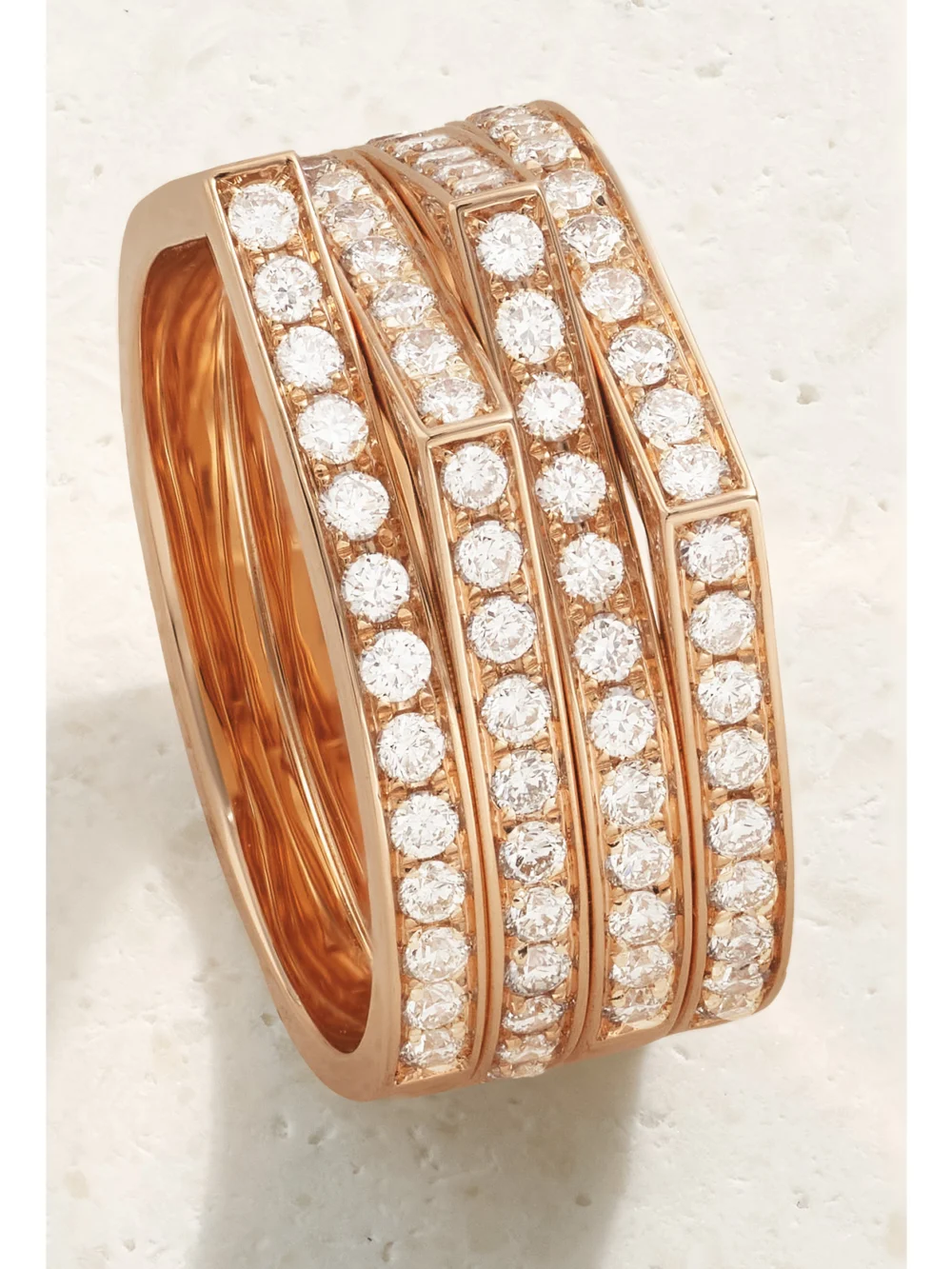 Close-up detail of the Repossi Antifer 18-karat Rose Gold Diamond Ring