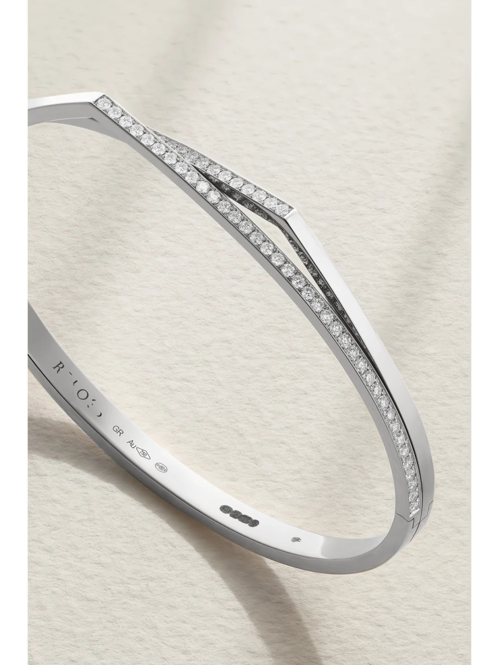 Close-up detail of the Repossi Antifer 18-karat White Gold Diamond Bracelet