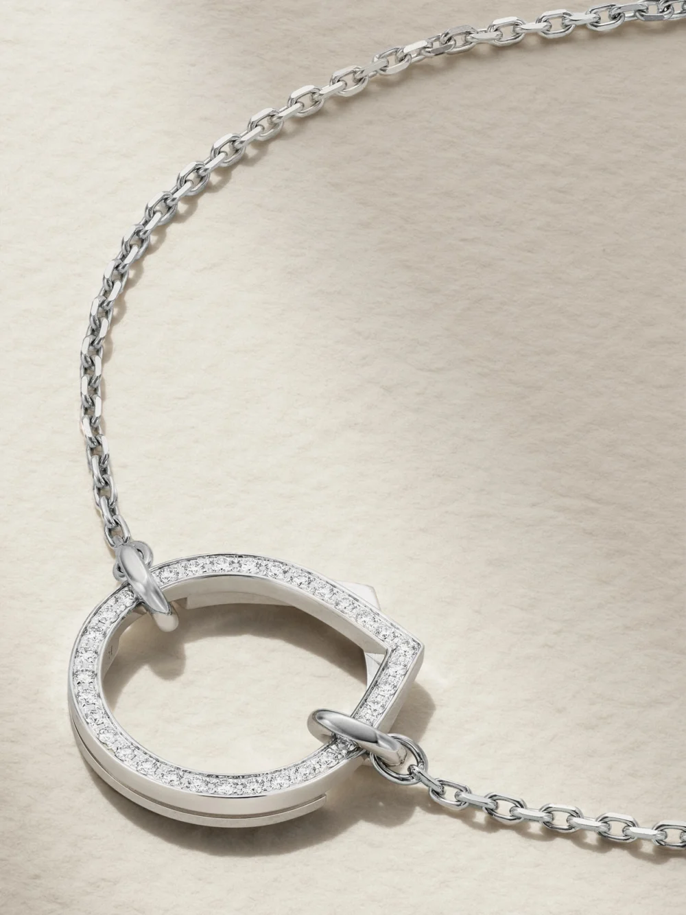 Close-up detail of the Repossi Antifer 18-karat White Gold Diamond Bracelet