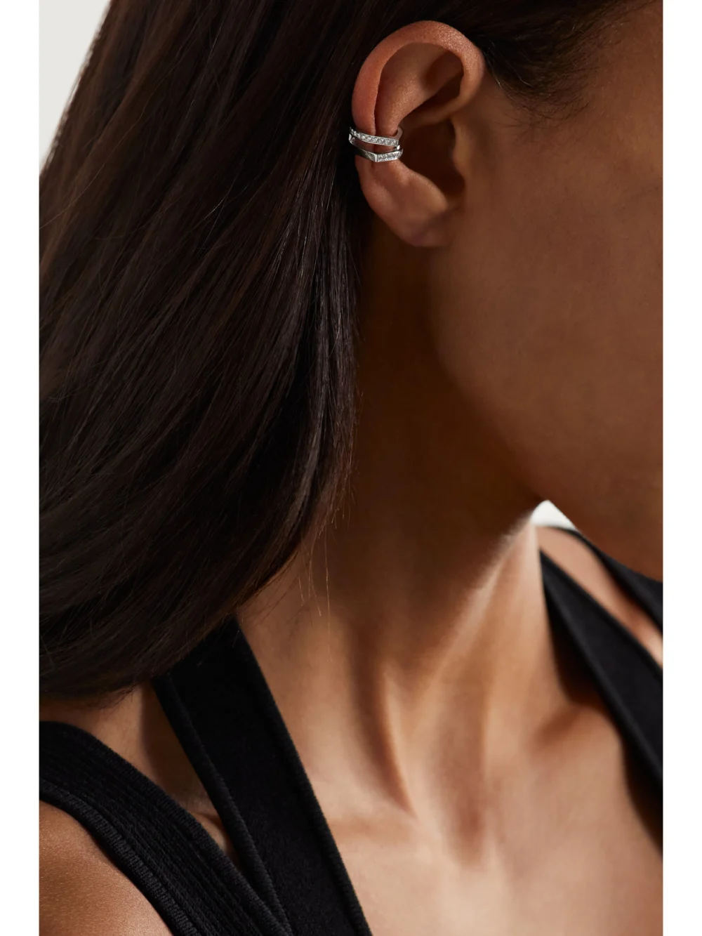 Repossi Antifer 18-karat White Gold Diamond Ear Cuff, styled view