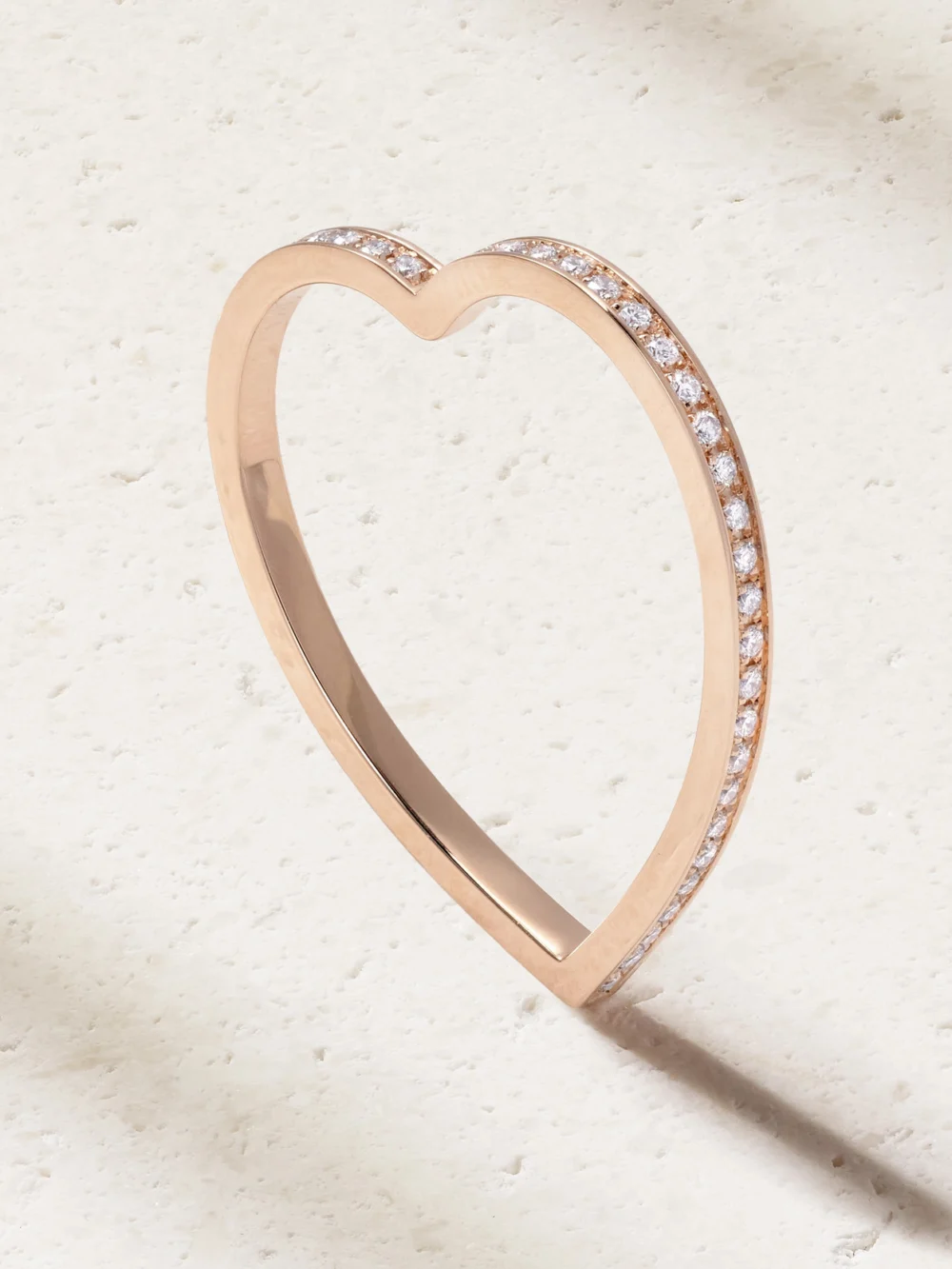 Repossi Antifer Heart 18-karat Rose Gold Diamond Ring in 54