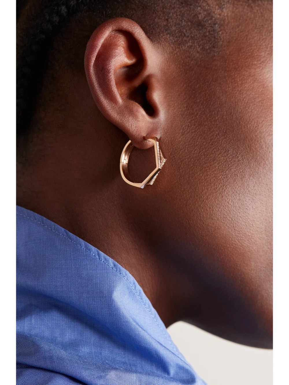 Repossi Antifer Medium 18-karat Rose Gold Diamond Single Hoop Earring, styled view