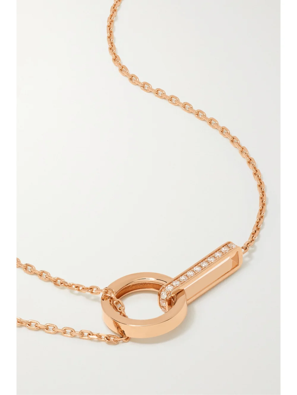 Close-up detail of the Repossi Berbère 18-karat Rose Gold Diamond Necklace