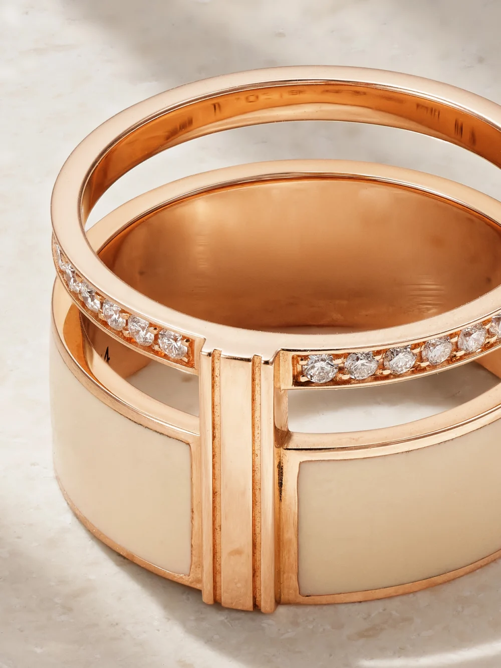 Back view of the Repossi Berbere 18-karat Rose Gold, Lacquer and Diamond Ring