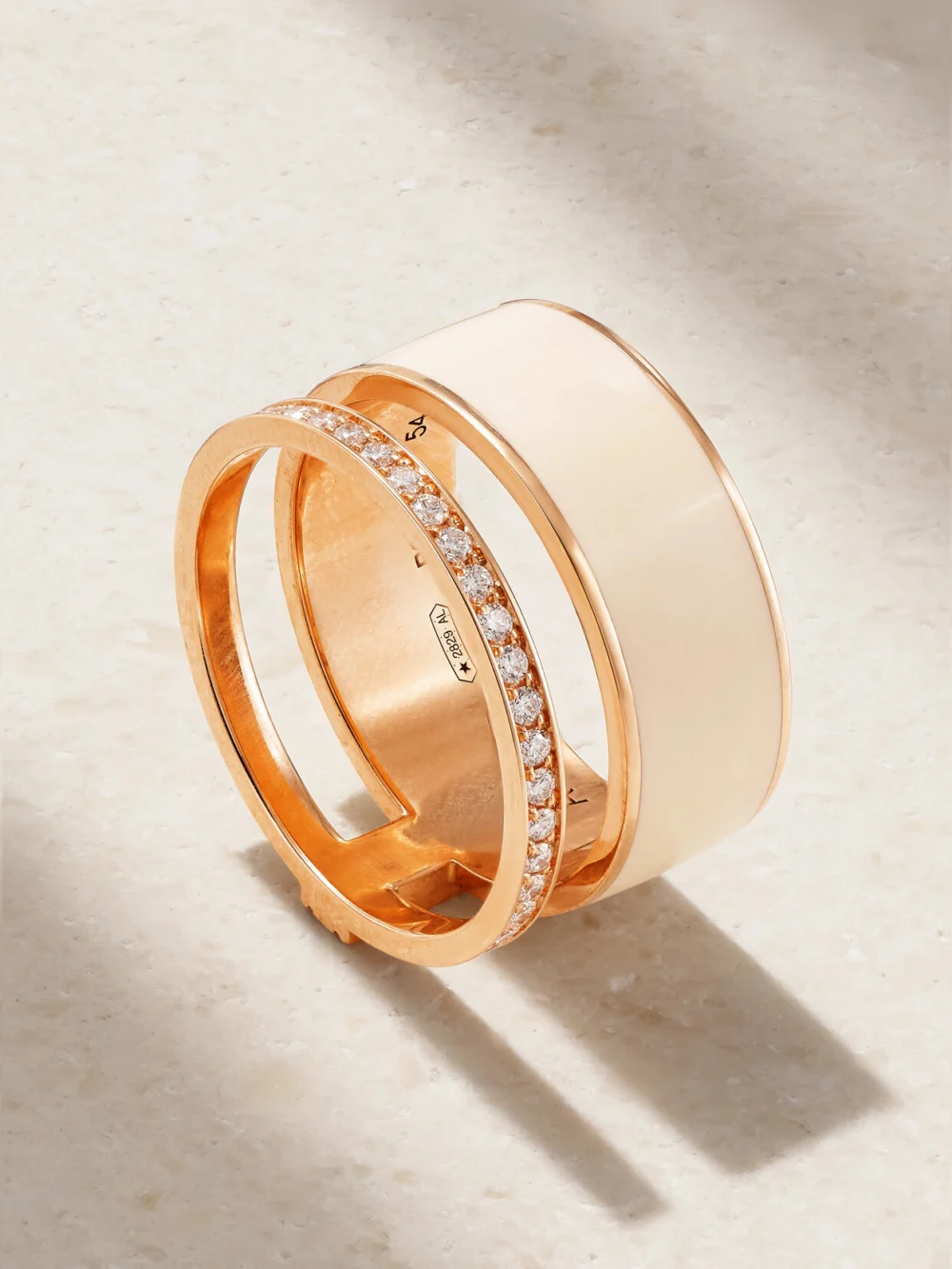 Repossi Berbere 18-karat Rose Gold, Lacquer and Diamond Ring in 52