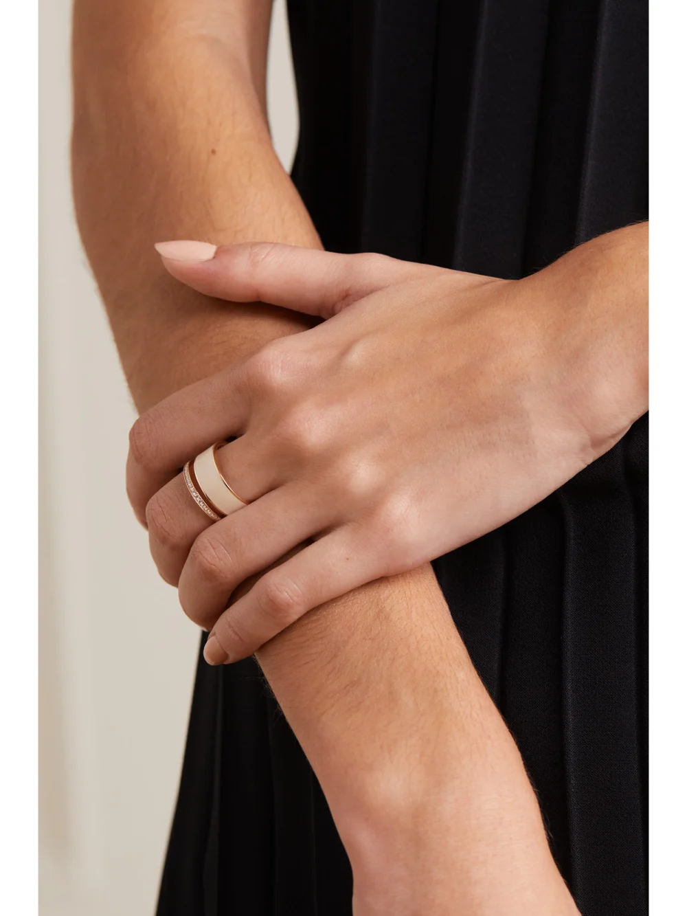 Repossi Berbere 18-karat Rose Gold, Lacquer and Diamond Ring, styled view