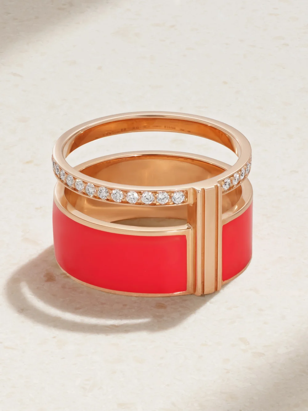 Back view of the Repossi Berbere 18-karat Rose Gold, Lacquer and Diamond Ring