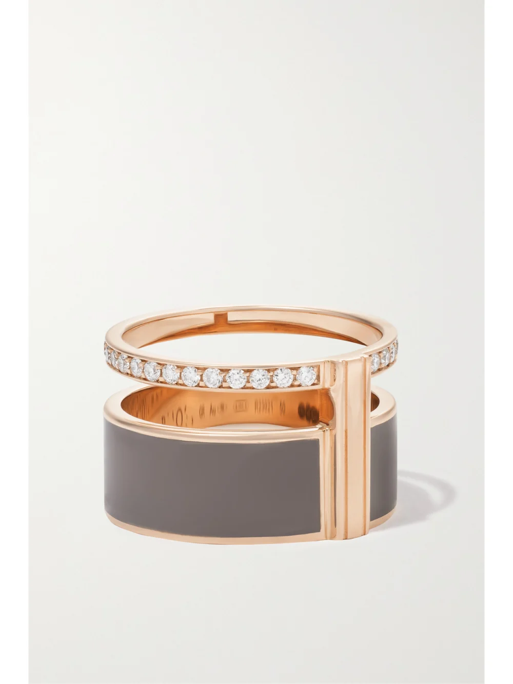 Back view of the Repossi Berbere 18-karat Rose Gold, Lacquer and Diamond Ring