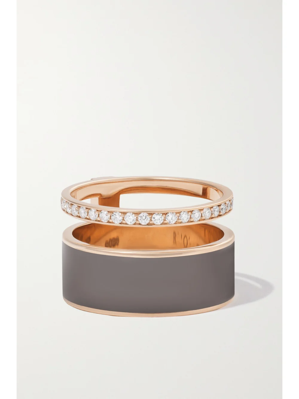Repossi Berbere 18-karat Rose Gold, Lacquer and Diamond Ring in taupe