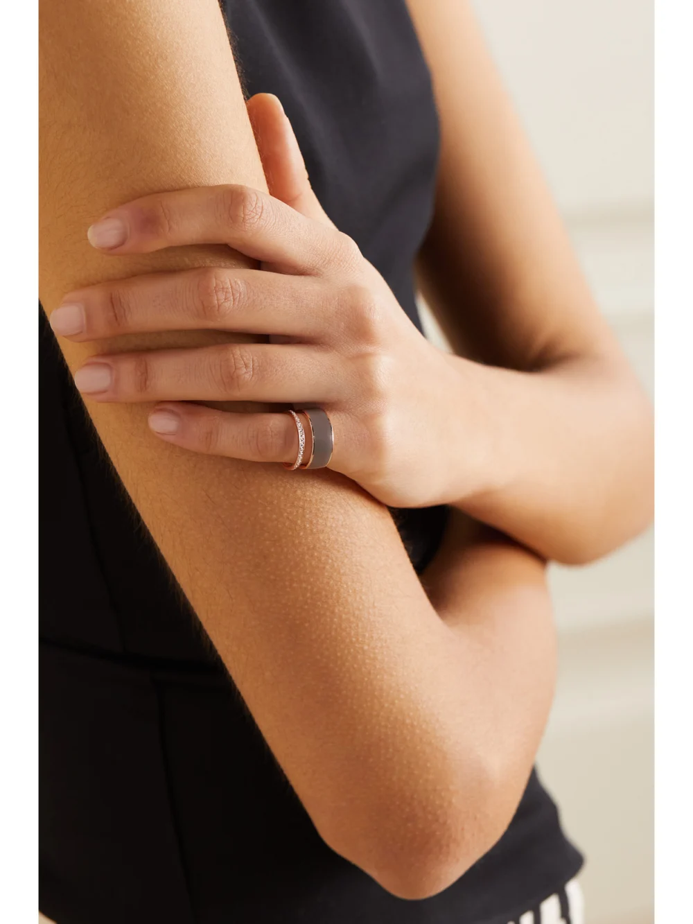 Repossi Berbere 18-karat Rose Gold, Lacquer and Diamond Ring, styled view