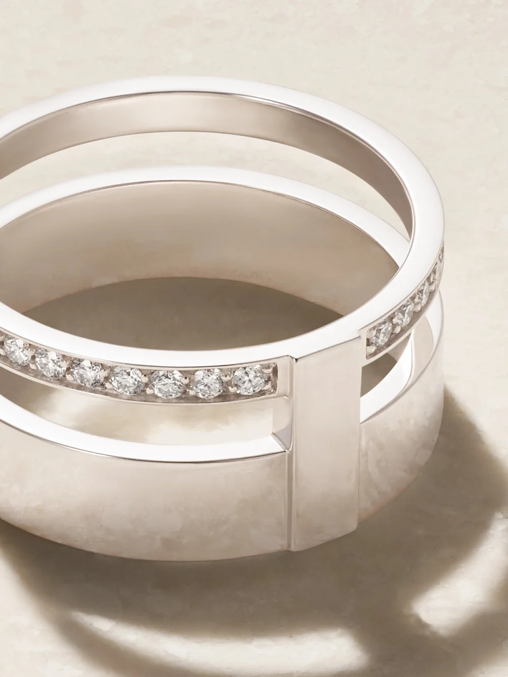 Close-up detail of the Repossi Berbere 18-karat White Gold Diamond Ring