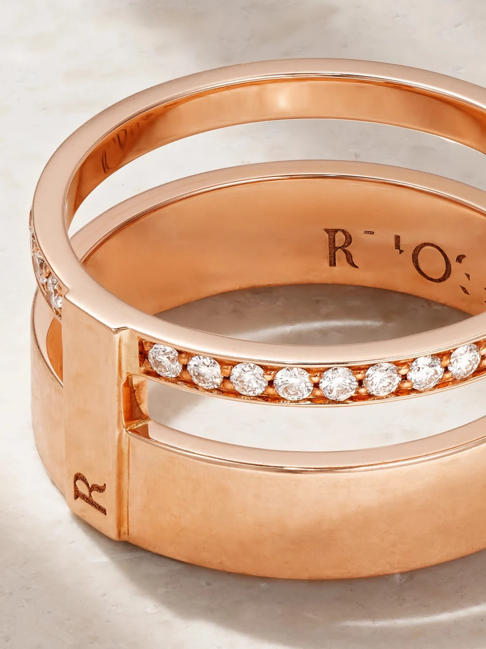 Back view of the Repossi Berbère Module 18-karat Rose Gold Diamond Ring