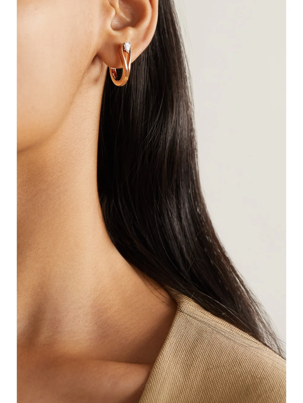 Repossi Serti Inversé 18-karat Rose Gold Diamond Earring, styled view
