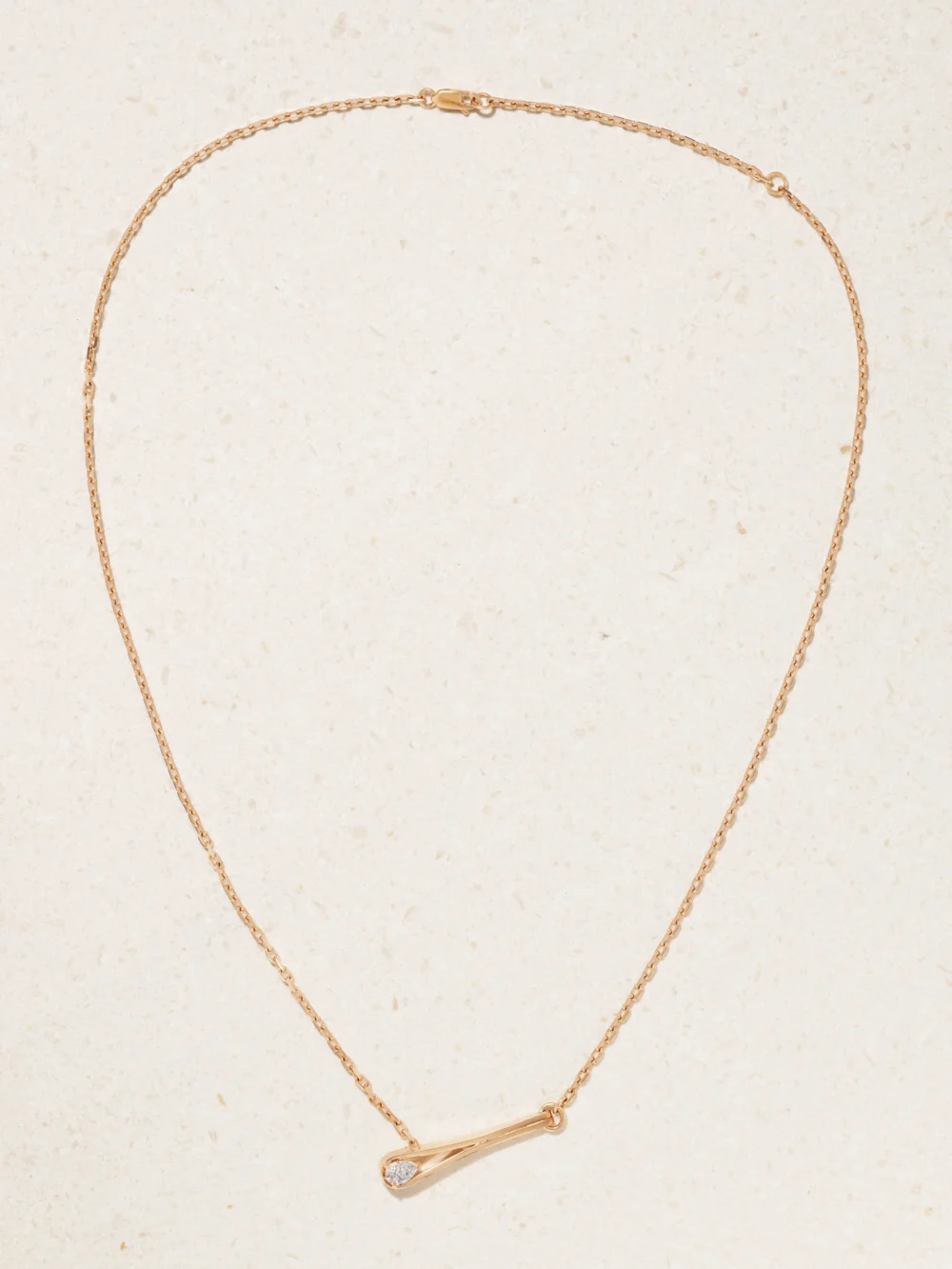 Close-up detail of the Repossi Serti Inversé 18-karat Rose Gold Diamond Necklace
