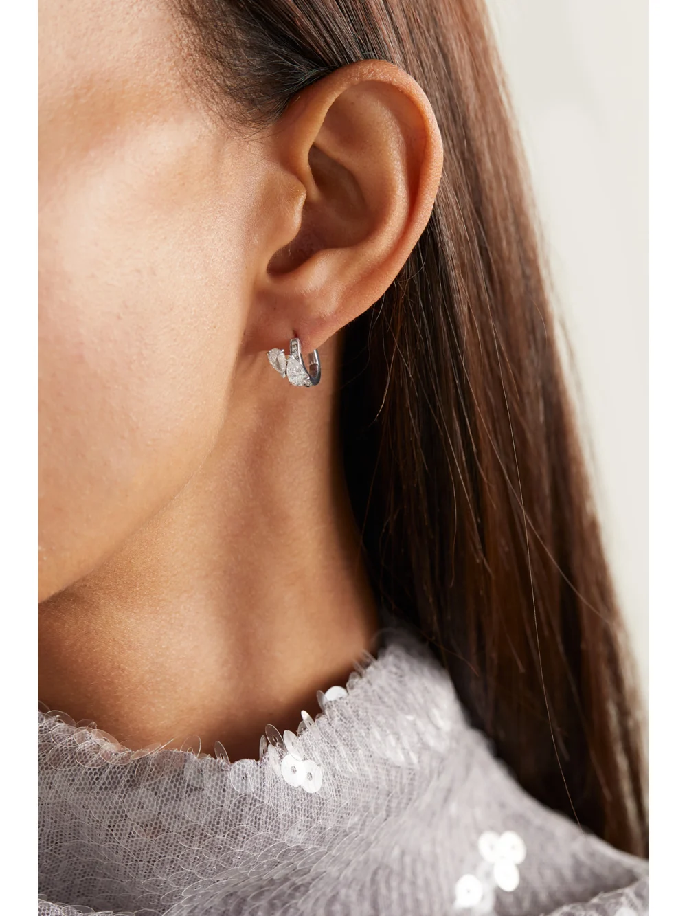 Repossi Serti Sur Vide 14-karat White Gold Diamond Single Earring, styled view