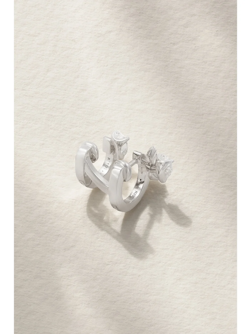 Back view of the Repossi Serti Sur Vide 18-karat White Gold Diamond Single Earring