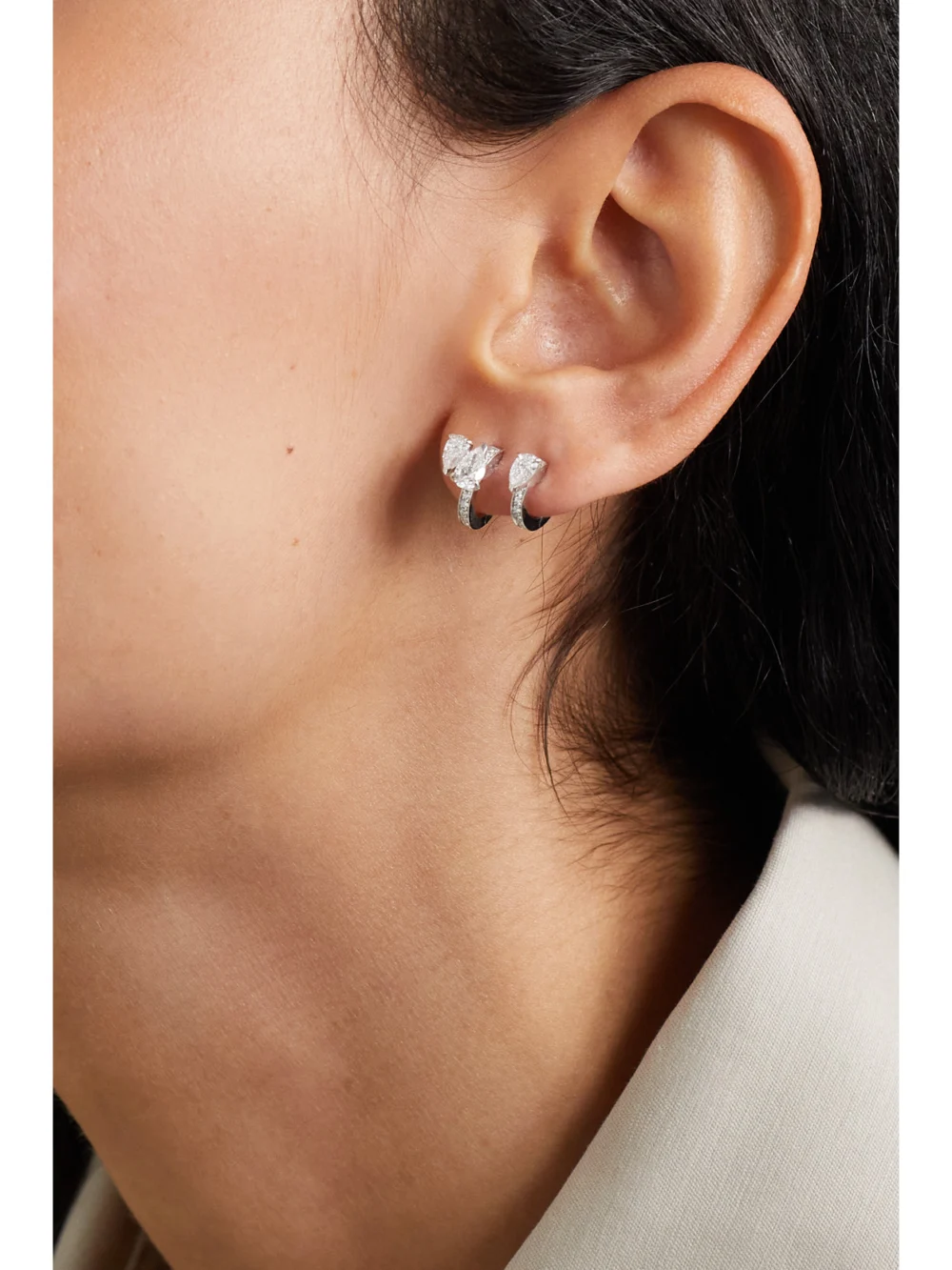 Repossi Serti Sur Vide 18-karat White Gold Diamond Single Earring, styled view