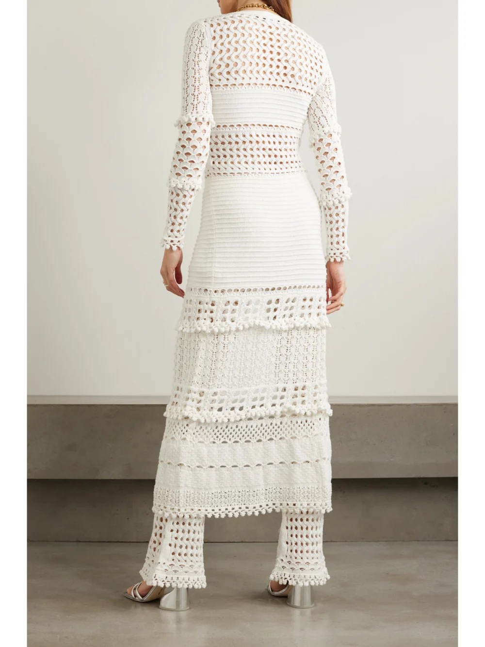 Back view of the Retrofête Alaia Iridescent Crochet-knit Cardigan