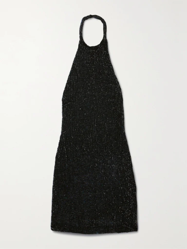 Retrofête Alexis Halterneck Sequined Chiffon Mini Dress