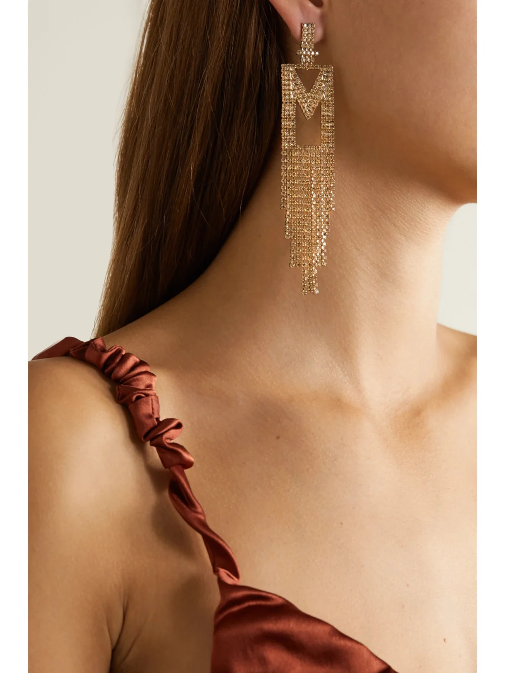 Retrofête Alphabet Rhodium-plated Crystal Single Earring, styled view