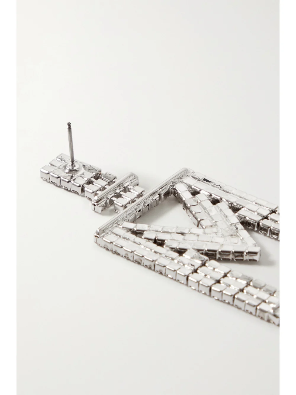 Back view of the Retrofête Alphabet Rhodium-plated Crystal Single Earring
