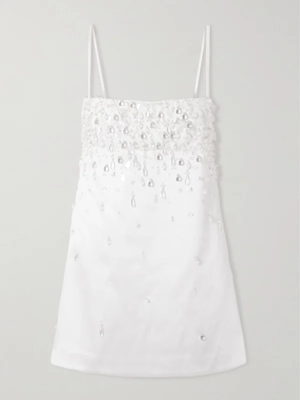 Retrofête Cornelia Crystal-embellished Satin Mini Dress