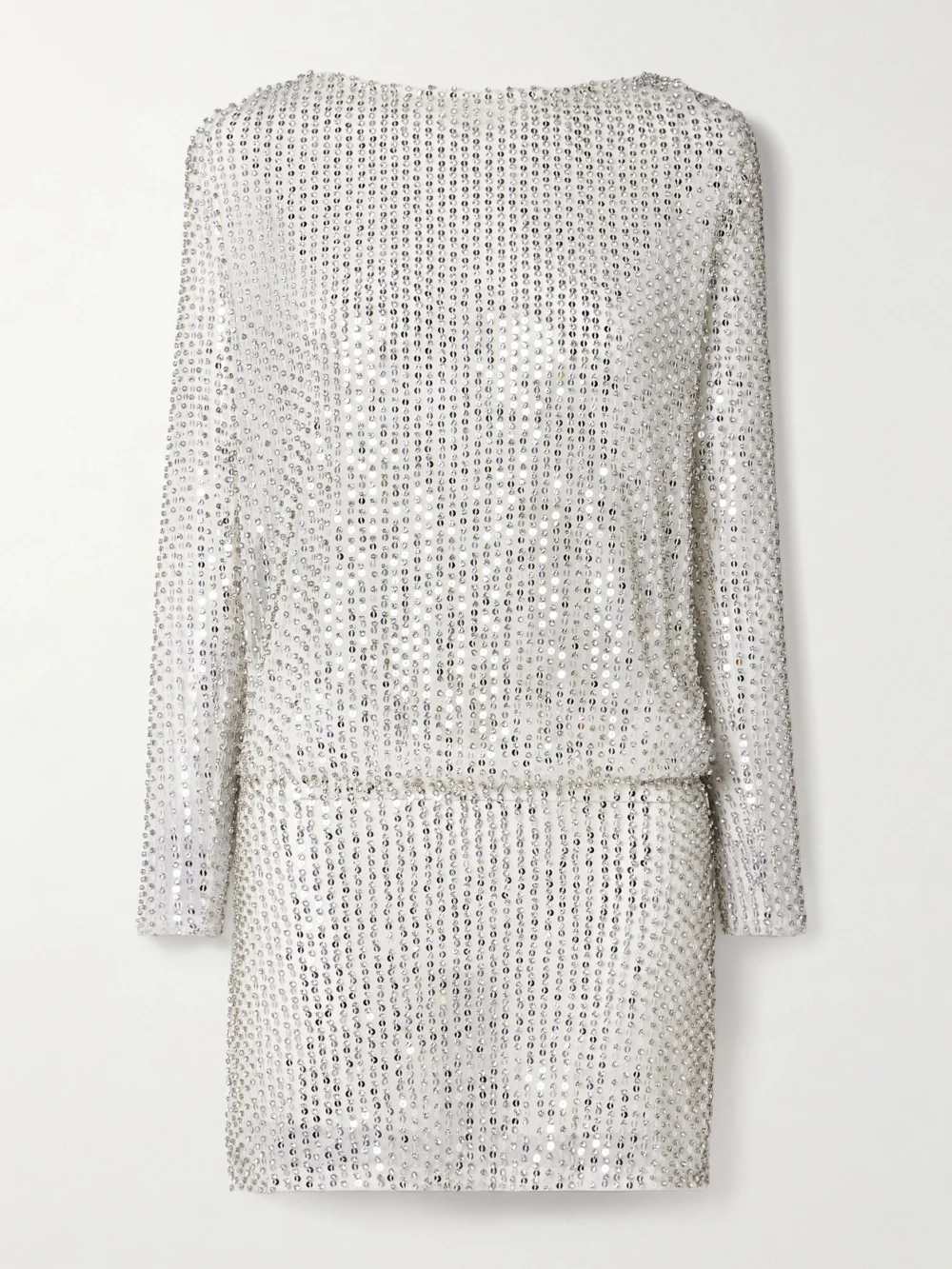 Retrofête Danae Draped Embellished Tulle Mini Dress in silver
